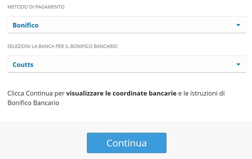 comprare ethereum con pagamento bonifico bancario