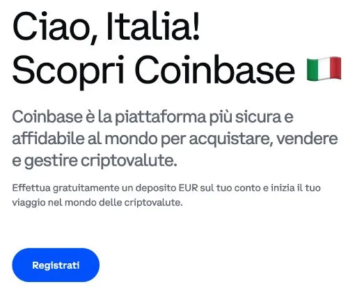 iscrizione coinbase italia