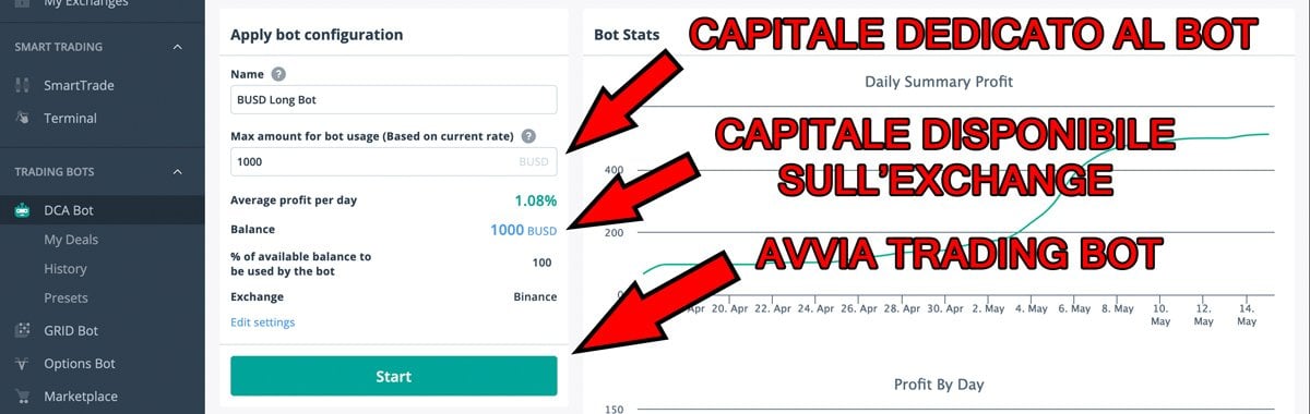 avviare crypto trading bot 3commas binance