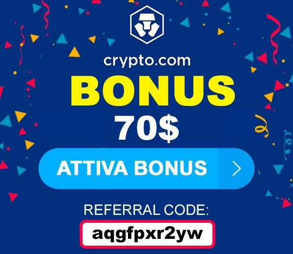 Crypto.com Bonus 70$ codice referral 