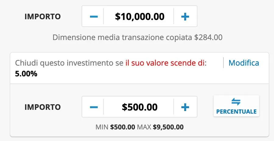 Chiudi questo investimento se il suo valore scende di