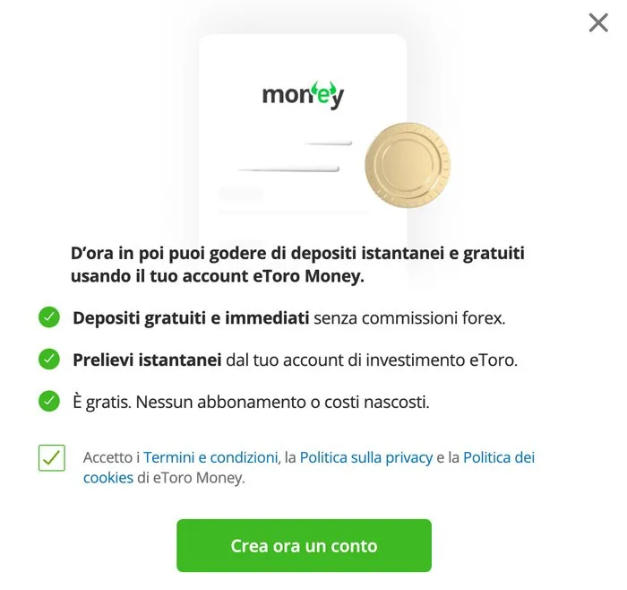 creare conto etoro money