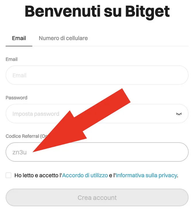 bitget bonus benvenuto registrazione conto