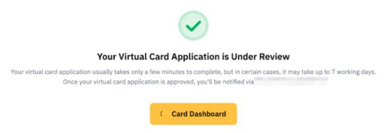 Bybit Card virtuale approvata e visibile nella dashboard
