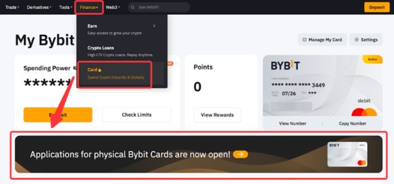 Ordine della Bybit Card fisica con indirizzo di spedizione in Italia