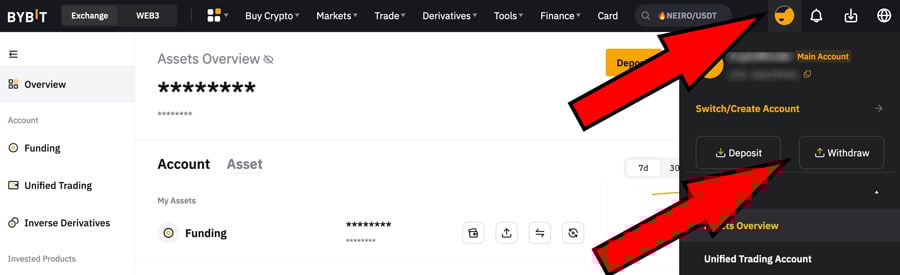 withdraw prelievo asset bybit