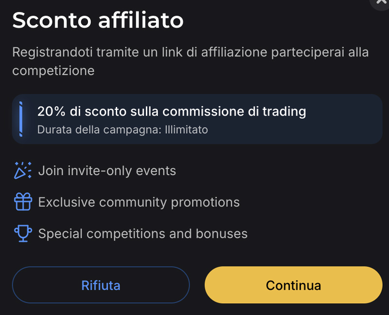 sconto affiliato whitebit bonus