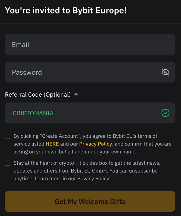 registrazione italia bybit.eu europa bonus referral code