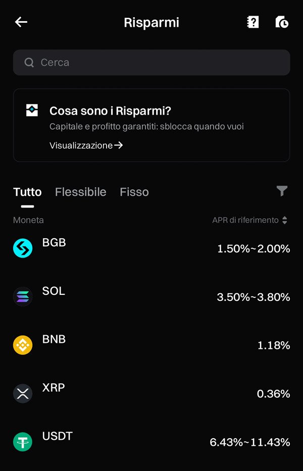 risparmi fissi flessibili bitget earn