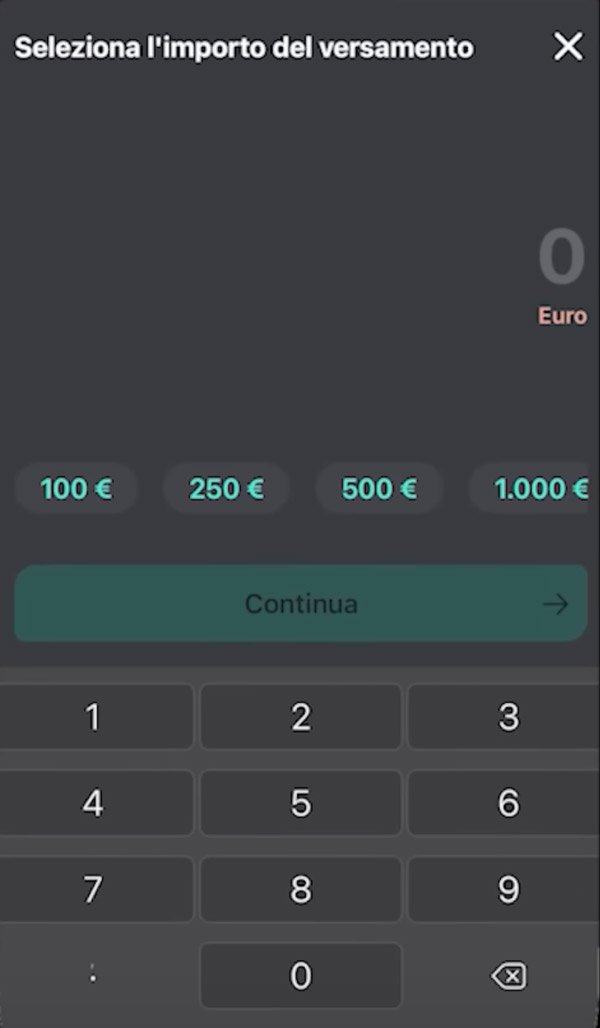 selezione importo 50 Euro piano di accumulo