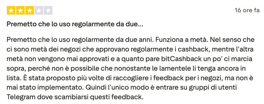 recensioni negative bitcashback