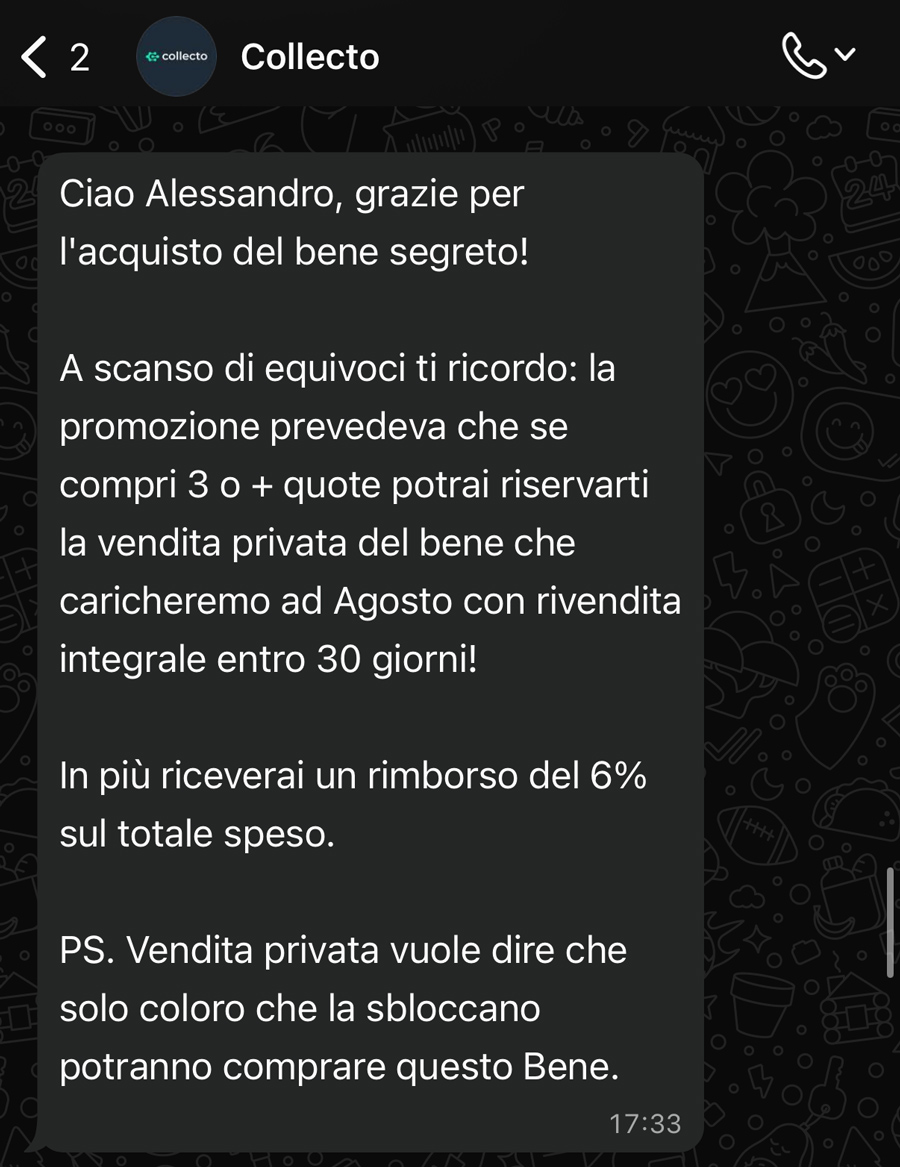 collecto assistenza whatsapp