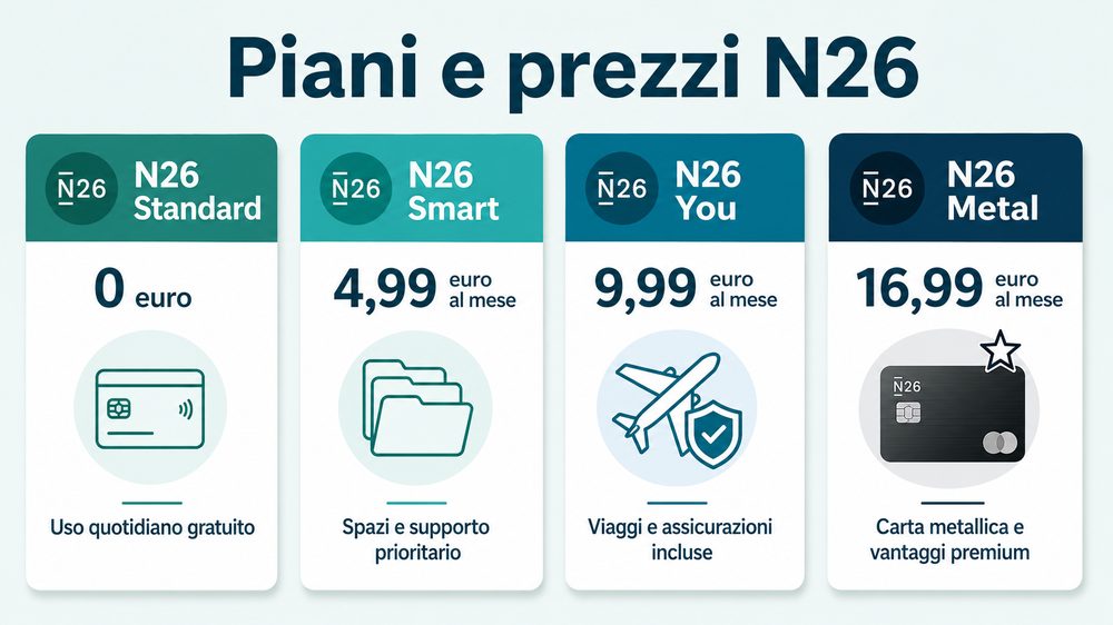 n26 piani prezzi conti