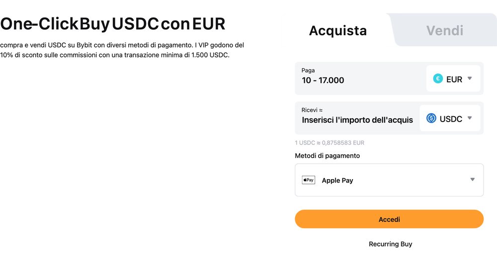 Comprare USDC con euro su Bybit EU comprare usdc con euro su bybit eu one-click buy