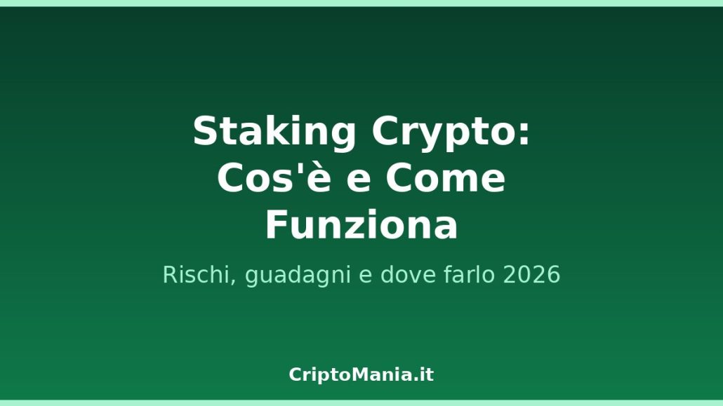 Staking crypto come funziona guida 2026