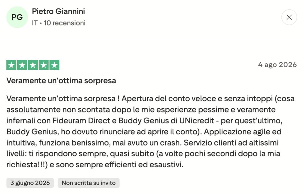 Recensione BBVA a 5 stelle sull'apertura del conto veloce e sul servizio clienti