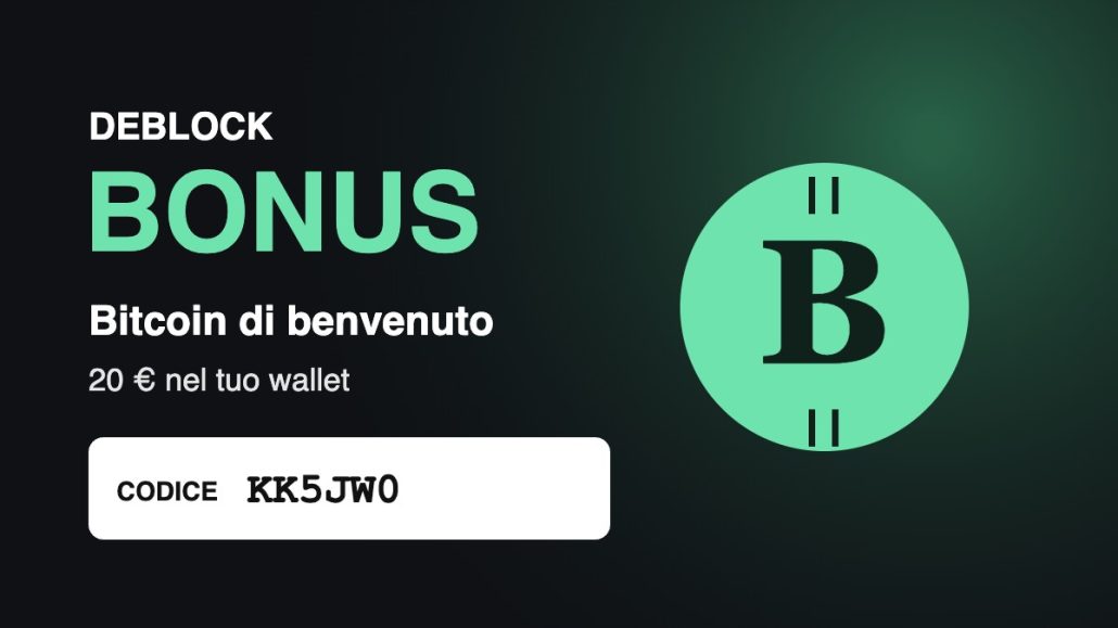 Deblock bonus: 20 euro in Bitcoin di benvenuto con il codice KK5JW0